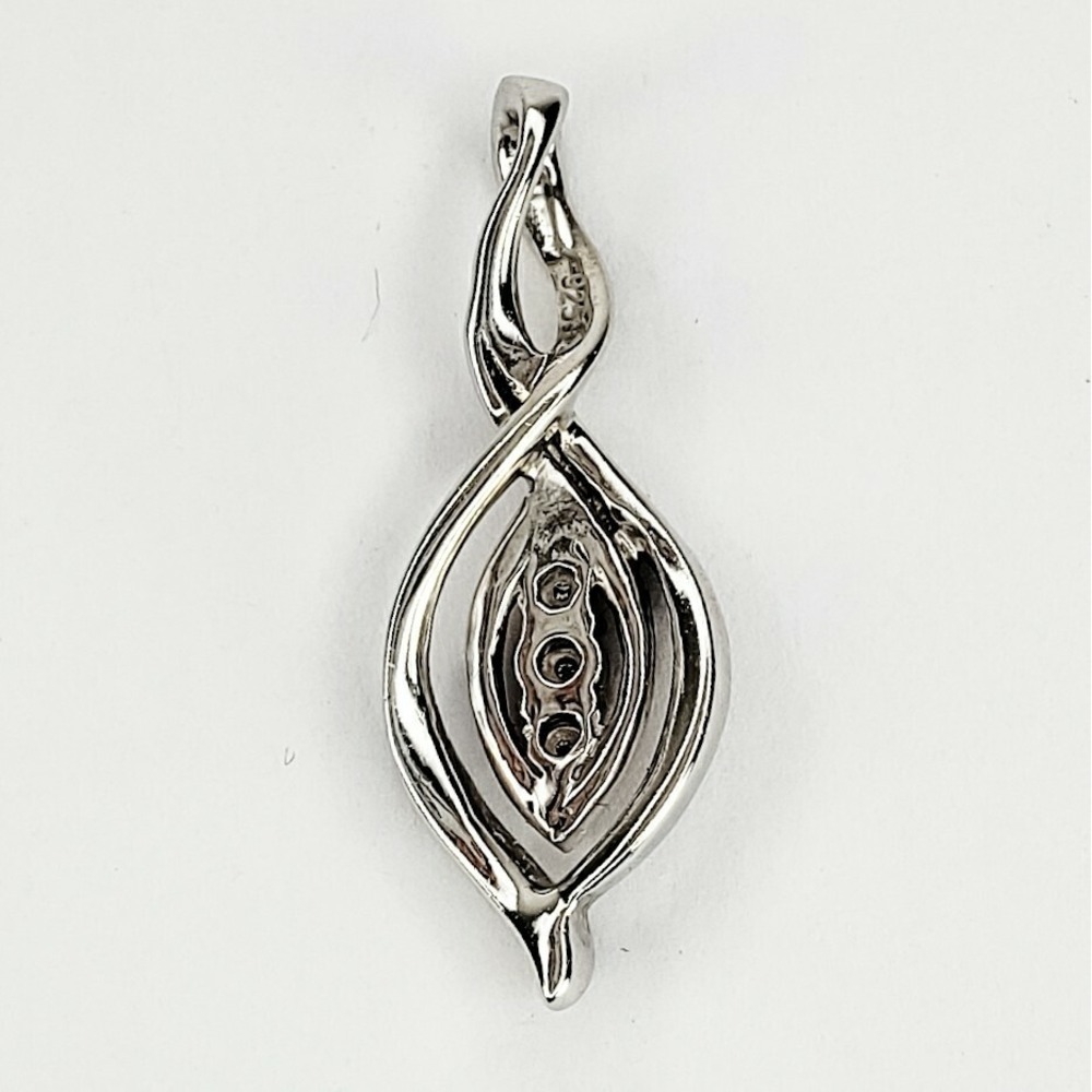 Vintage Sterling Silver 925 and Diamond Pendant Free Form Spiral - Picture 2 of 6